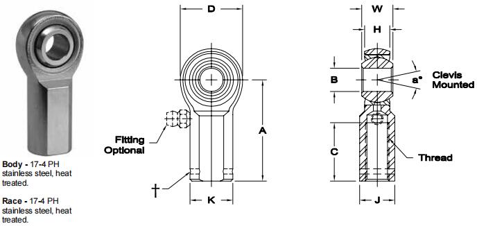 AURORASW-4E關節(jié)軸承圖紙