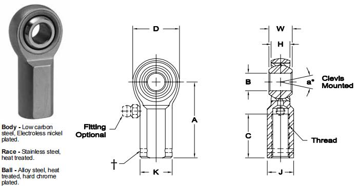 AURORASW-10關節(jié)軸承圖紙